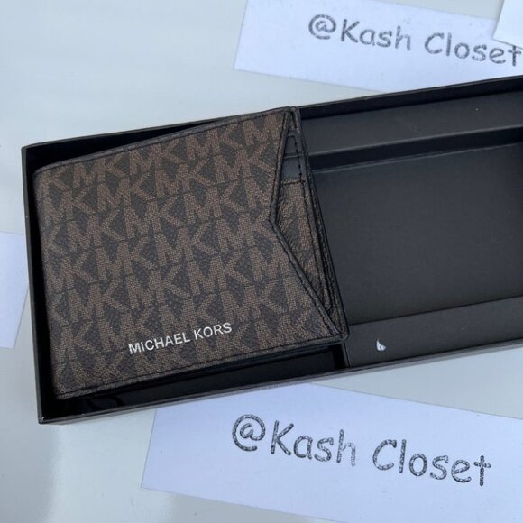 Michael Kors Mens Wallet Card case Box Set- Brown - Picture 5 of 7